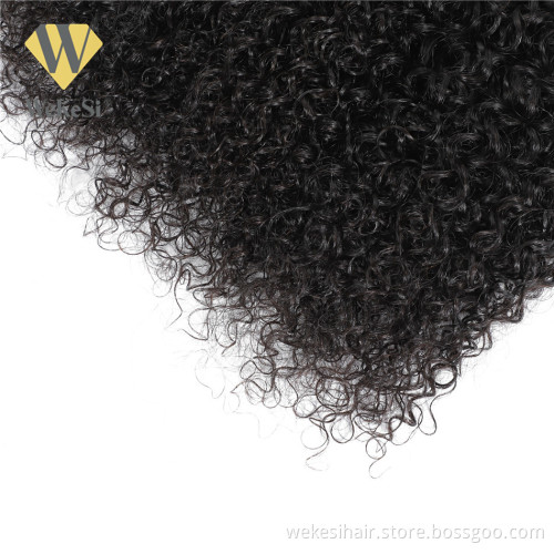 Unprocessed Virgin Malaysian Kinky Curly Straight Hair Weave Bundles With Silk Top Lace Front Closure Middle Part